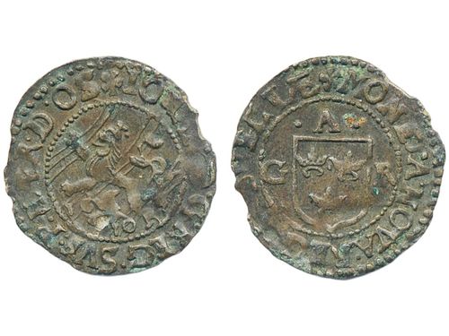 Coins, Sweden. Johan, Duke of Östergötland, SM 6d, 1 öre 1617. 1.03 g. Söderköping. SMB 12. 1+.