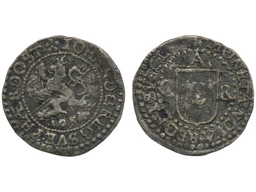 Coins, Sweden. Johan, Duke of Östergötland, SM 6b, 1 öre ND. 1.60 g. Vadstena. SMB 4. 1+.
