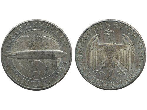 Coins, Germany, Weimar Republic. KM 68, 5 reichsmark 1930. F.