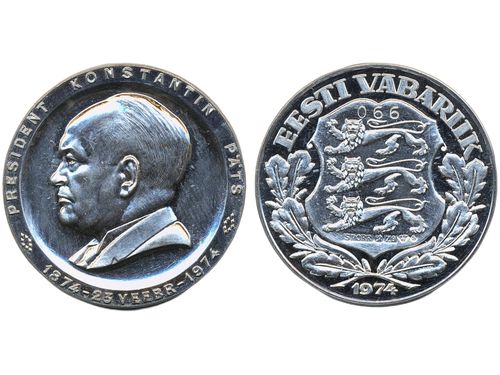 Coins, Estonia. Medal 1974. Konstantin Päts. Estonian government in exile. Numbered 67 (of 250). 01/0.
