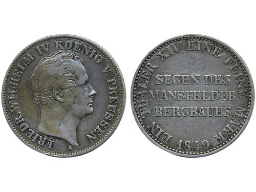 Coins, Germany, Prussia. KM 455, 1 Thaler 1849A. Freidich Wilhelm IV. Davenport 770. VF.
