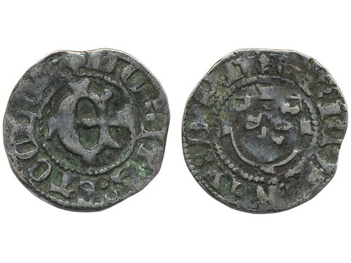Coins, Sweden. Erik av Pommern, LL 2b, 1 örtug ND. 1.05 g. Stockholm. Verdigris. SMB 300. 1.