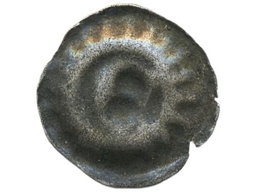 Coins, Sweden. Magnus Eriksson, LL XXVIII:1a, 1 penning ND. 0.37 g. Kalmar. Bracteate. Unical E. SMB 218. 1?/1.
