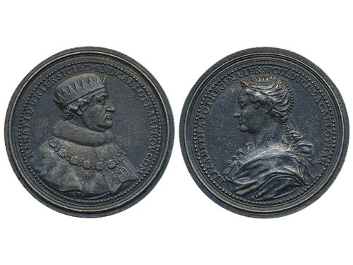 Medals, regal, Germany, Lorraine. 32.47 g. Iron medal, Ferdinand and Elizabeth, 45 mm. XF-UNC.