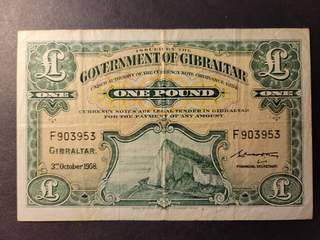 Gibraltar 1 pound 3.10.1958, VF