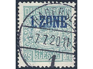 Denmark Schleswig. Facit 24 or Scott 24 used , 1920 Blue Overprint on Lion and Landscape …