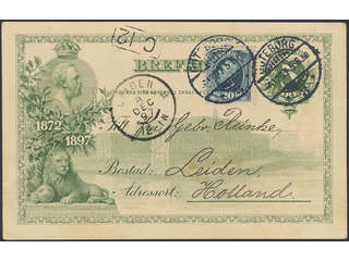 Sweden. Postal stationery, Single postcard, Facit bKe9, 56, 1897 Commemorative postcard …