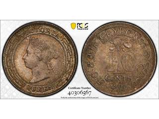 Ceylon Queen Victoria (1837-1901) 10 cents 1897, UNC, PCGS MS64