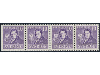 Sweden. Facit 320BCCC ★★, 1939 Royal Academy of Sciences 10 öre violet, pair 3+4. Strip …
