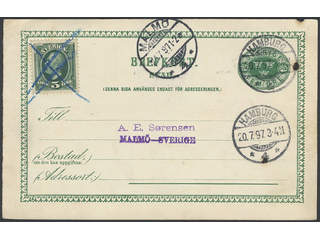 Sweden. Postal stationery, Double postcard, Facit bKd8, 52, Response card additionally …
