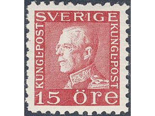 Sweden. Facit 177Cc ★★, 15 öre carminish red, type II perf on 4 sides on white paper. …