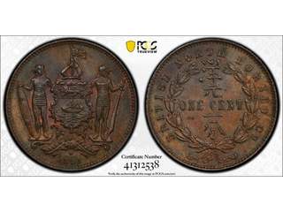 Brittiska Nordborneo 1 cent 1891 H, UNC, PCGS MS64 BN