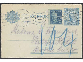 Sweden. Postal stationery, Letter card, Facit kB18, 151A, 20 öre additionally franked …
