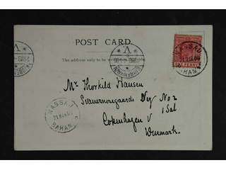 Bahamas. Michel 23 cover , 1902 King Edward VII 1 d red on post card NASSAU 21 MAR 06 …