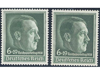 Germany Reich. Michel 672X ★★ , 1938 Party day 6+19 pf dark blue-green. Two copies with …