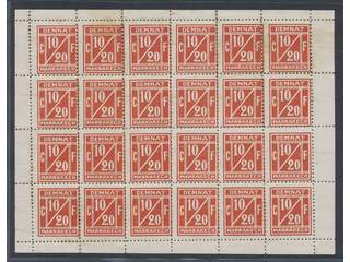 Morocco. Local (★) , DEMNAT MARRAKECH 10 c / 20 f red, 1906 issue, in full sheet of 24 …