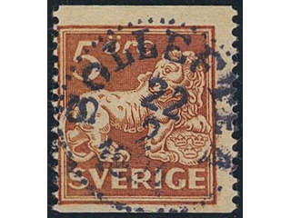 Sweden. Facit 142Ed used, 5 öre brown-red type II vertical perf 13. A1-ppr. Good canc. …