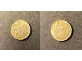 Chile 10 centavos 1909, AU/UNC