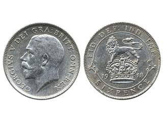 Coins, Great Britain, England. George V, Spink 4014, 6 pence 1918. XF.