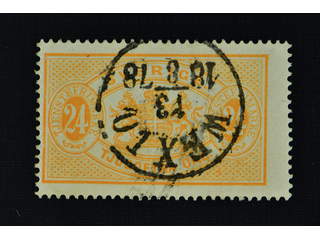 Sweden. Official Facit Tj7gv2 used , 24 öre orange-yellow, perf 14, yellowish paper on …