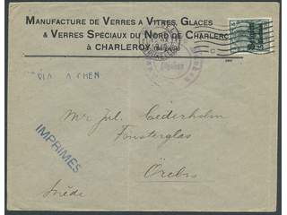 Germany Landespost in Belgium. Michel 2 cover , 1914 New value overprint 5 c / 5 pf …