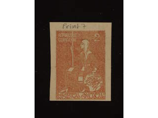 Georgia. Michel 8B used , 1920 3 R dull ultramarine with a 2R stamp printed on back side …