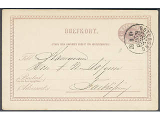 Sweden. Facit bKe6, O county. GÖTEBORG 26.6.1882. Beehive pmk on postcard sent to …