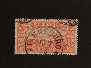 Denmark Schleswig. Facit 14 III used , 1920 Lion and Landscape 10 Mark red with white …