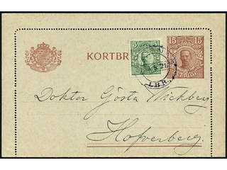 Sweden. Postal stationery, Letter card, Facit kB17, 79, Letter card 15 öre with edges, …