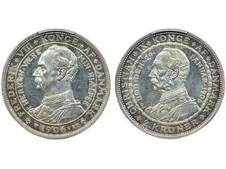 Coins, Denmark. Frederik VIII, Sieg 4, 2 kronor 1906. Death of Christian IX/Accession of …