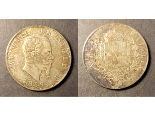 Italy Vittorio Emanuele II (1861-1878) 5 lire 1869, VF-XF