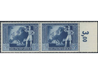 Germany, Reich. Michel 820 III ★★, 1942 Post Congress 3+7 pf dull ultramarine with …