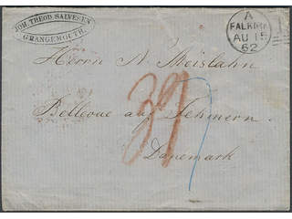 Denmark. Prephilately. Folded letter dated "14 August 1862" sent from Grangemouth, …
