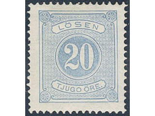 Sweden. Postage due Facit L6c ★ , 20 öre greyish blue, perf 14. SEK 650