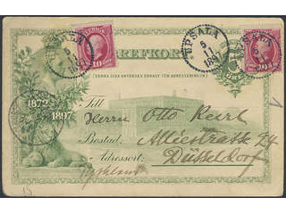 Sweden. Postal stationery, Single postcard, Facit bKe9, 54, 1897 Commemorative postcard …