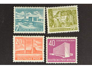 Germany Berlin. Michel 113, 121–23 ★★ , 1953 Buildings II 20 pf red and 1954 Buildings …