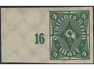 Germany, Reich. Michel 226aU ★★, 1922 Posthorn 4 M dark opal-green imperf. EUR 100