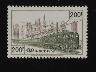 Belgium. Railway Michel 299 ★ , 1953 North–south line 200 Fr dark green/lilac-brown. …