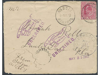 Bahamas. Michel 23 cover , One penny on cover to USA from NASSAU 6.5.12 and returned …