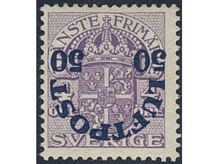 Sweden. Facit 138v1 ★, 1920 Air Mail Surcharge 50 öre / 4 öre violet inverted surcharge. …