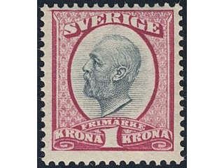 Sweden. Facit 60 ★★, 1900 Oscar II 1 Kr black/red. Very fine and fresh. SEK 4400
