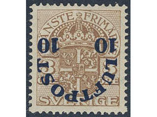 Sweden. Facit 136v1 ★, 1920 Air Mail Surcharge 10 öre / 3 öre light brown inverted …
