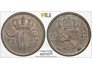 Nederländerna Willem I (1815-1840) 10 cent  1827, XF-UNC, PCGS AU58