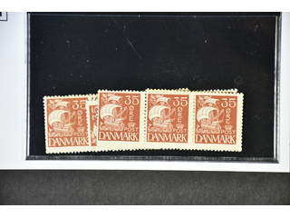 Denmark. Facit 225 ★★, 1927 Ship 35 øre red-brown solid background. 17 copies, some …