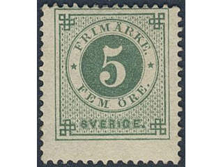 Sweden. Facit 30 ★, 5 öre green. Fine–very fine. SEK 1200
