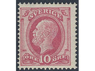 Sweden. Facit 45 ★★, 1886 Oscar II with posthorn on back 10 öre red. Very fresh! SEK 2200