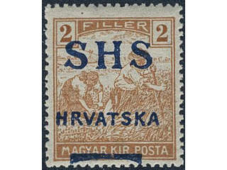 Yugoslavia. Michel 66 ★★, 1919 SHS overprint on 2 f orange with misplaced overprint …