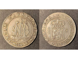 Nederländska Ostindien Batavian Republic 1/2 gulden 1802, XF-UNC