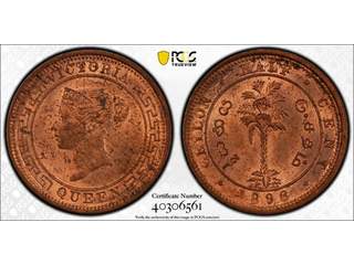 Ceylon Queen Victoria (1837-1901) 1/2 cent 1898, UNC, PCGS MS63 RD