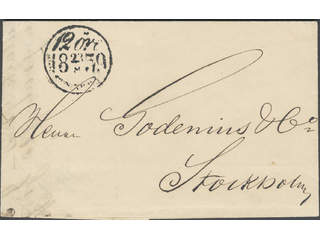 Sweden. Postage due mail. Postage due cancellation 12 ÖRE STOCKHOLM 23.8.1859 on letter …